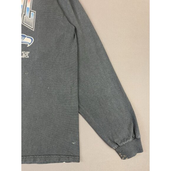 Vintage Y2K NFL Superbowl XL Steelers Seahawks Football Black Long Sleeve Shirt - Picture 9 of 16